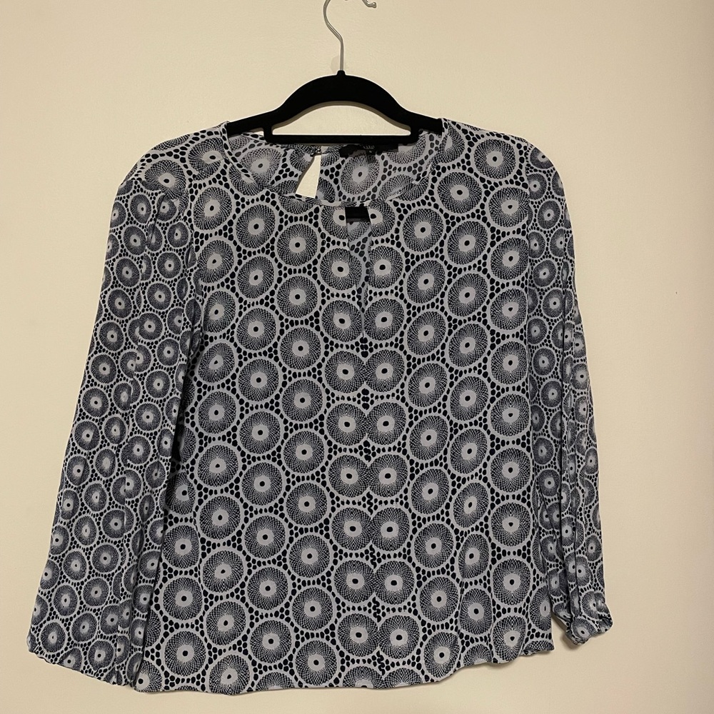 Tibi Blue Printed Silk Blouse size 6